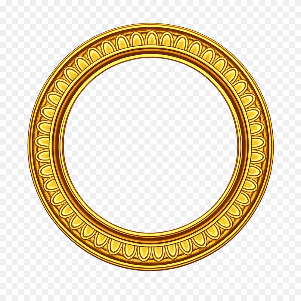 Golden Round Frame PNG – Elegant Golden Circular Border Transparent Background  Transparent Background