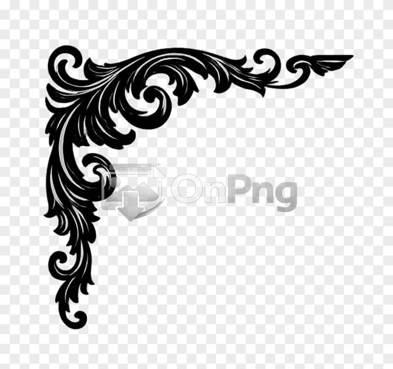 Black Floral Corner PNG – Decorative Vintage Frame Element