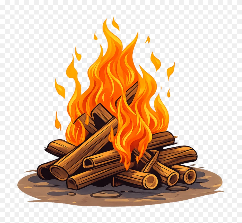 Bonfire Png – Realistic Campfire Flames with Wood Logs Transparent Background  Transparent Background