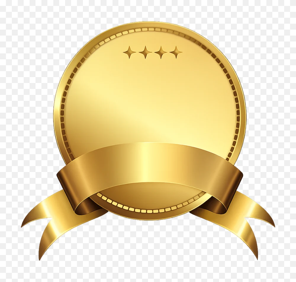 Gold Badge Png – Premium Golden Award Ribbon Badge Transparent  Transparent Background