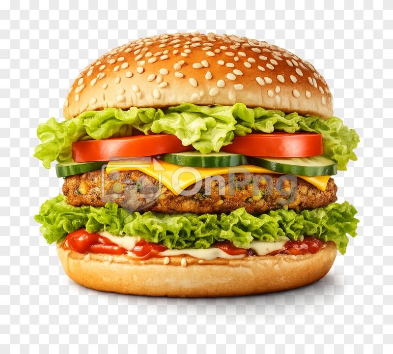 Veg Burger Png – Fresh Crispy Veggie Burger Transparent Background Image