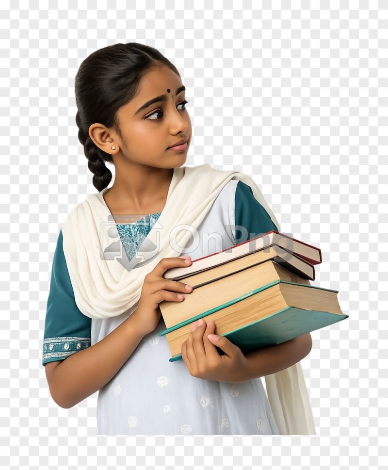 Beautiful School Girl Holding Books Transparent PNG