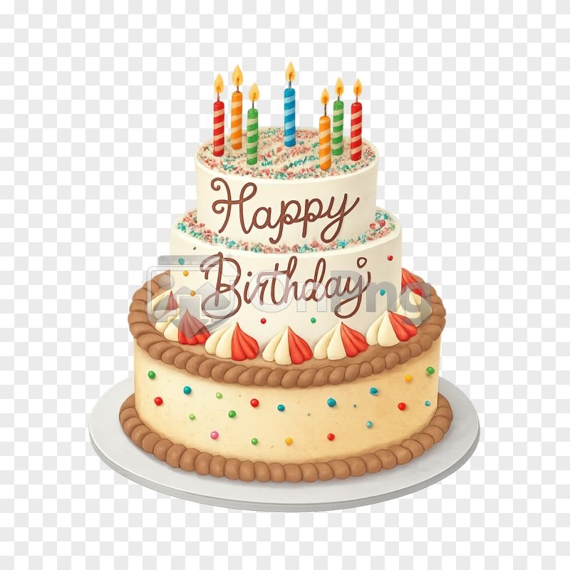 Cake Png Transparent – Colorful Happy Birthday Cake with Candles