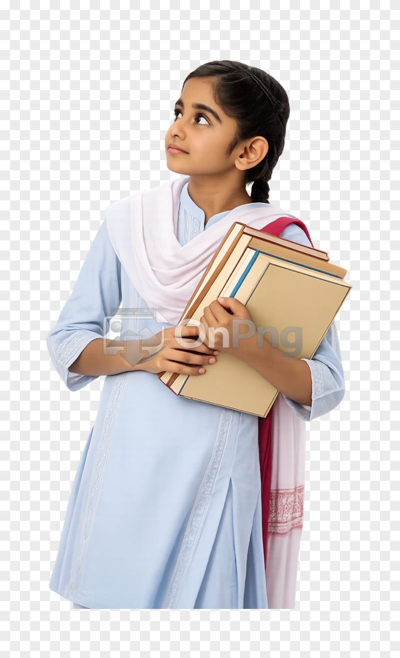 Indian School Girl Png Image Holding Books