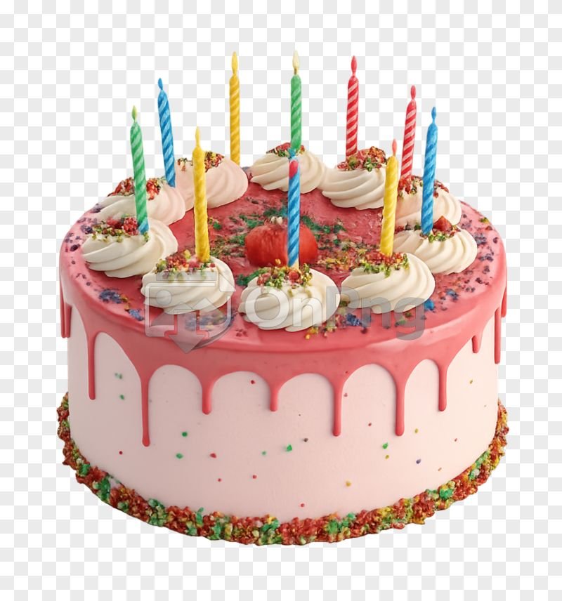Transparent Background Birthday Cake Png – Colorful Candle Cake with Sprinkles HD