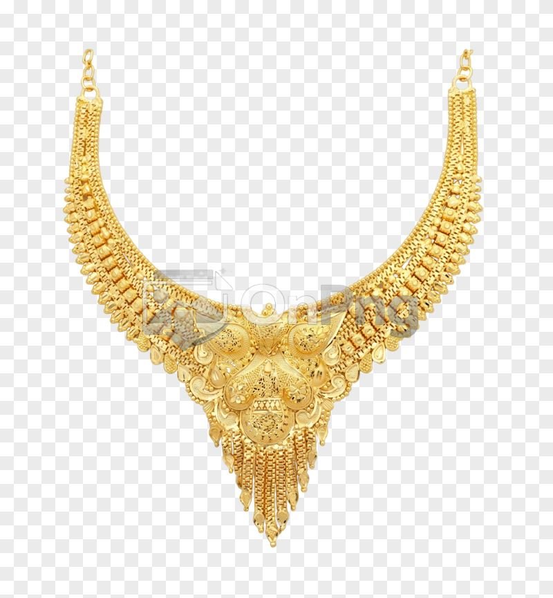 Beautiful Traditional Gold Jewellery Necklace Png – Transparent Background
