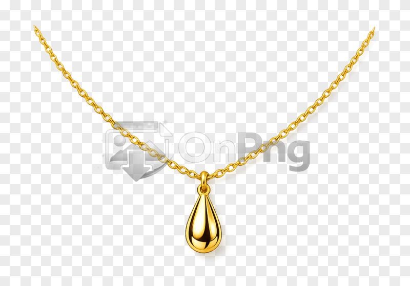 Elegant Gold Neckless Png with Teardrop Pendant – Transparent Background