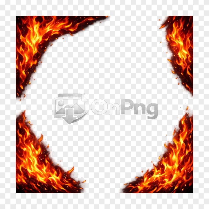 Fire Flame Corner Frame PNG – Burning Border with Dynamic Orange Red Flames