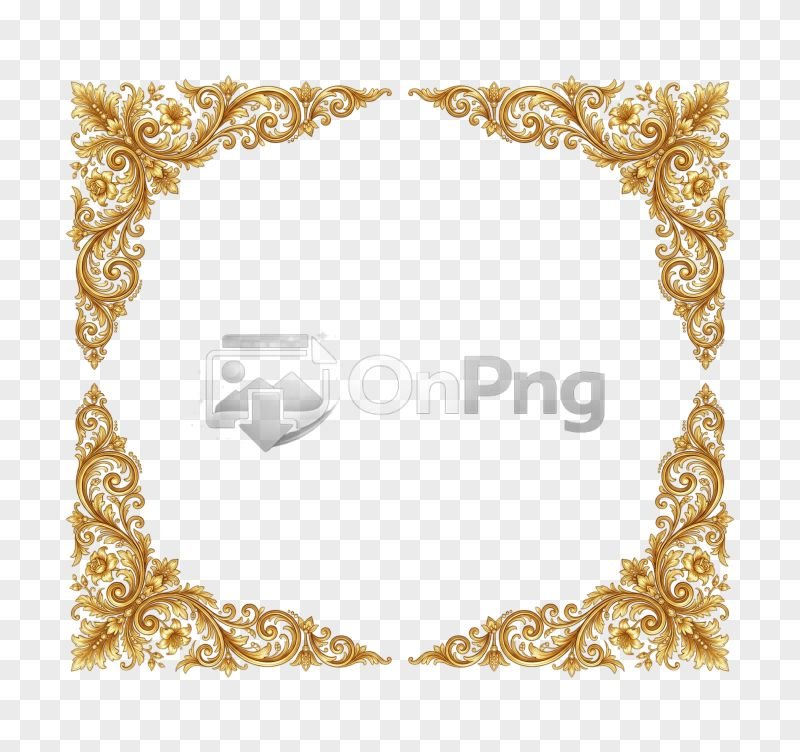Luxury Golden Floral Frame Border Transparent PNG