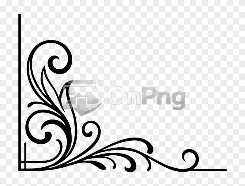 Minimalist Black Line-Art Corner Flourish Decorative Element PNG