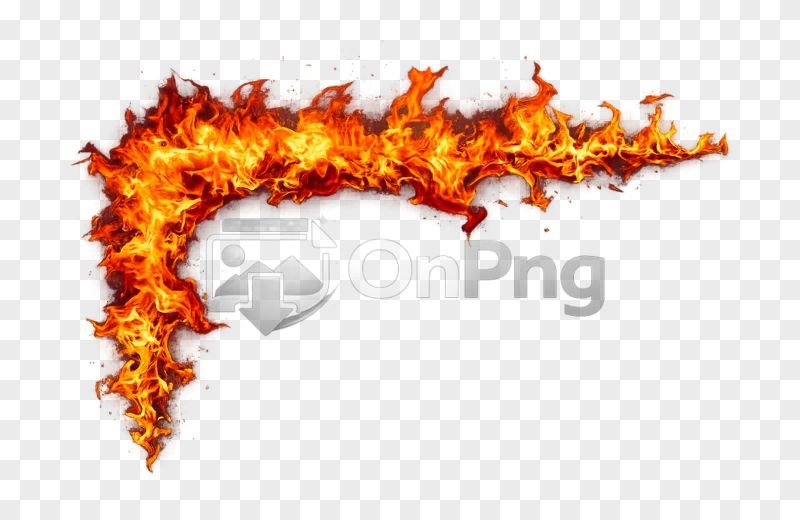 Realistic Fire Flame Corner Frame PNG – L Shape Burning Effect