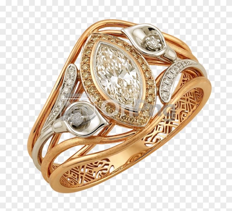 Dimond Ring Png – Luxury Two-Tone Gold Designer Ring with Marquise Diamond
