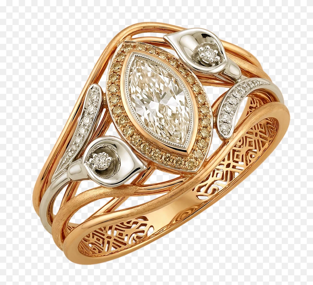 Dimond Ring Png – Luxury Two-Tone Gold Designer Ring with Marquise Diamond  Transparent Background