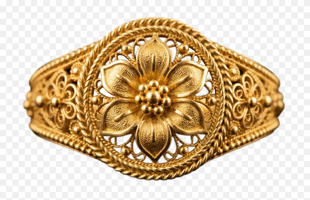 Gold Ring Png – Vintage Filigree Jewelry Design  Transparent Background