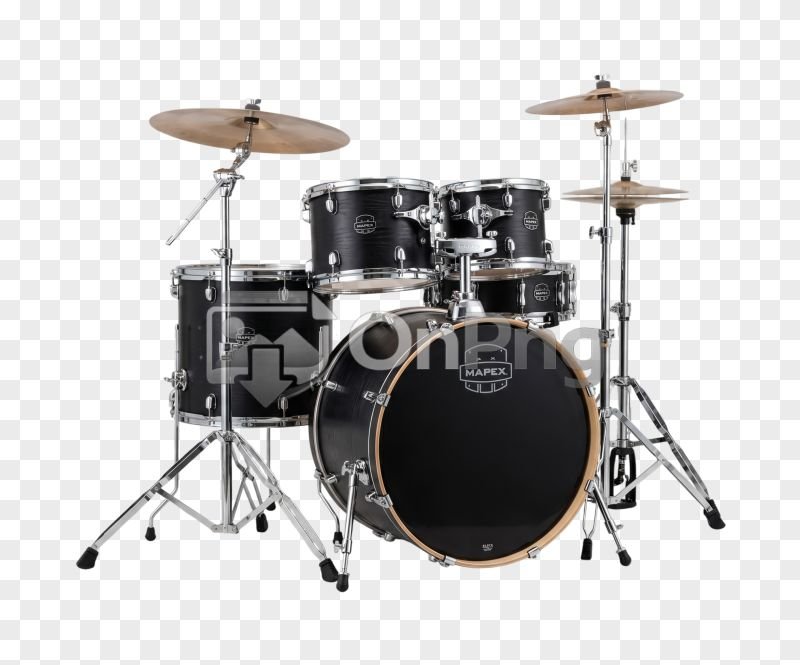 Drums Set Png – Full Black Acoustic Drum Kit Transparent Image