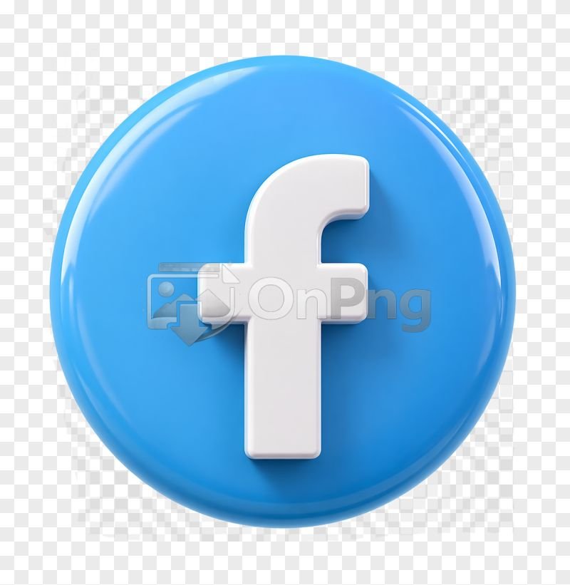 Facebook 3D Icon – Glossy Blue Circular Logo Transparent Background