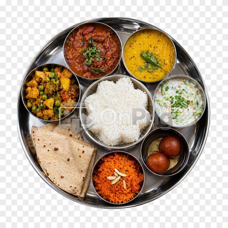 Veg Thali Png – Traditional Indian Vegetarian Meal Transparent Background