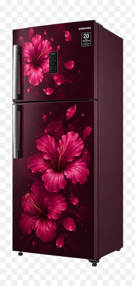 Double Door Fridge Png Samsung Floral Design Refrigerator Transparent Background  Transparent Background