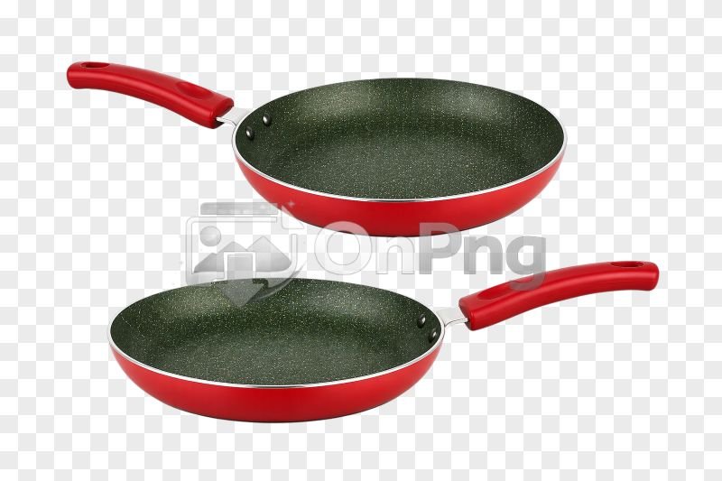 Frypan Png Dual Angle Non-Stick Red Frying Pan with Green Interior