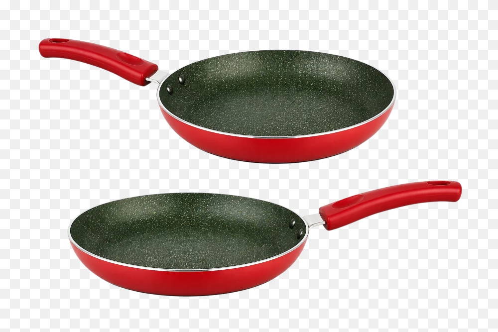 Frypan Png Dual Angle Non-Stick Red Frying Pan with Green Interior  Transparent Background