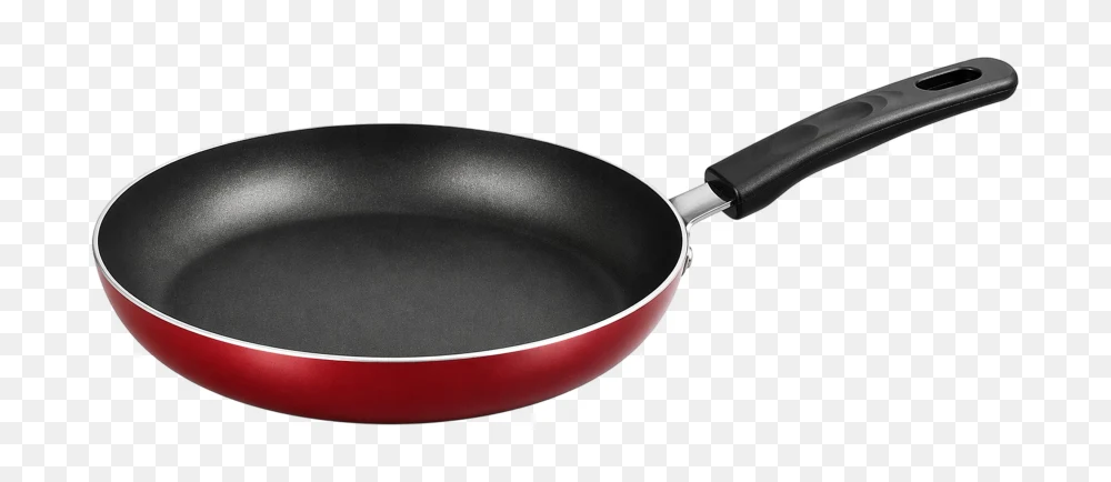 Non-Stick Frypan Png Red Exterior Cooking Pan with Black Handle  Transparent Background