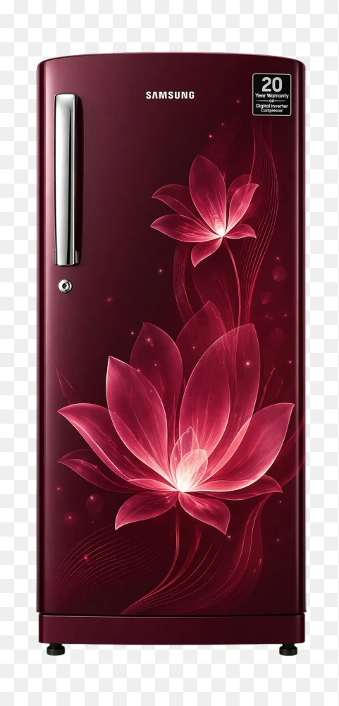 Samsung Fridge Png Single Door Refrigerator with Floral Design Transparent Background  Transparent Background