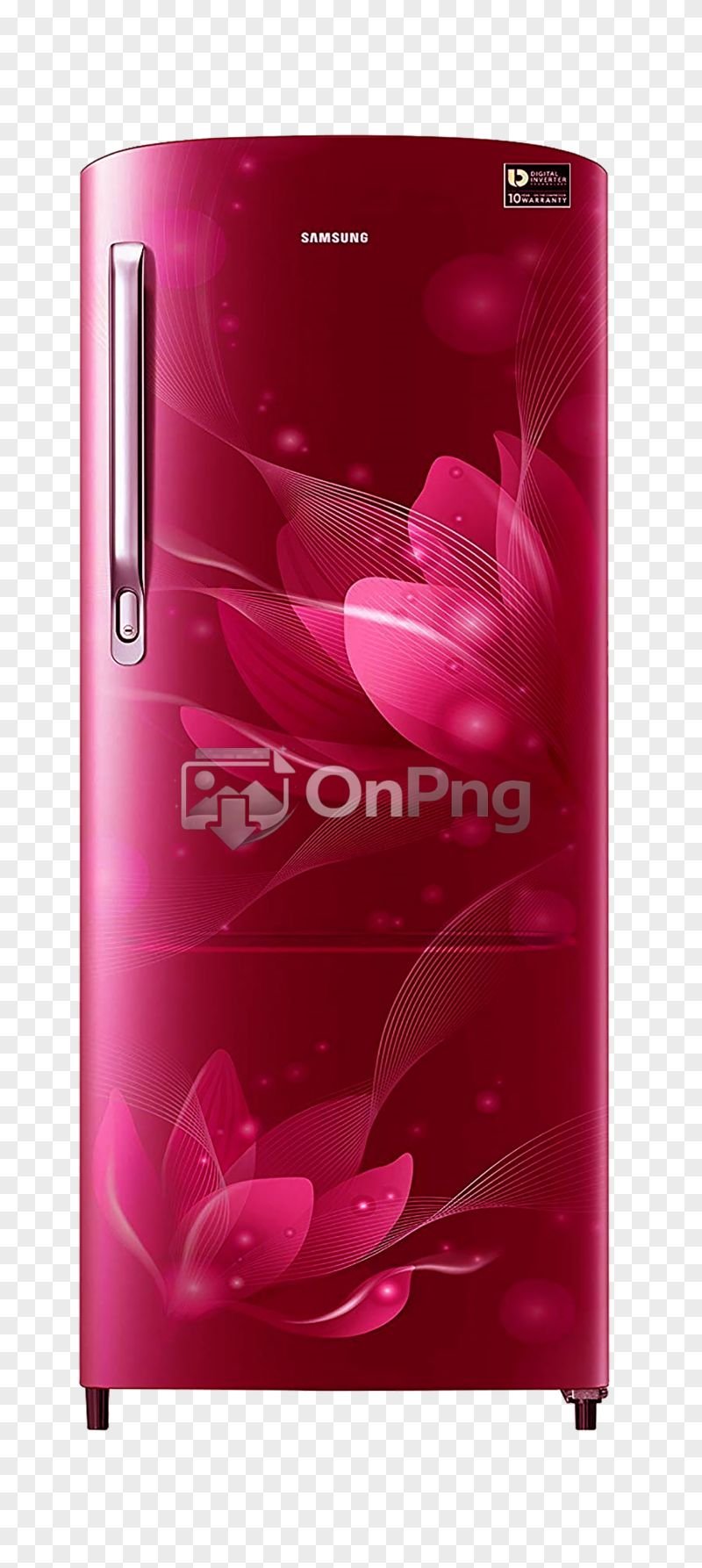 Single Door Fridge Png Red Floral Design Refrigerator Transparent Background