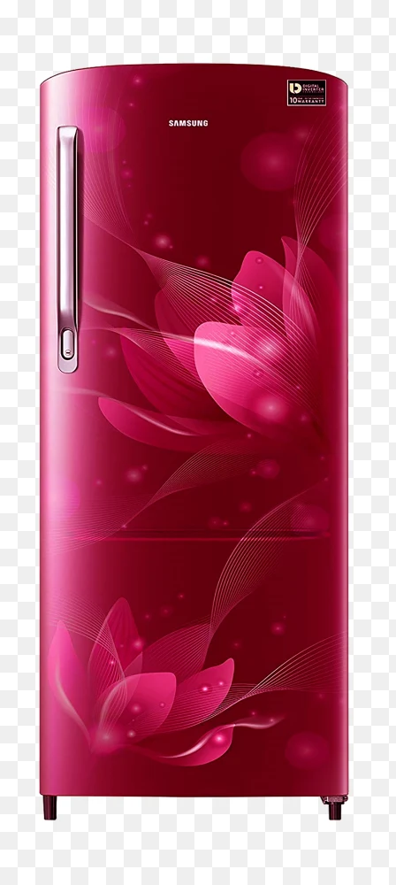 Single Door Fridge Png Red Floral Design Refrigerator Transparent Background  Transparent Background