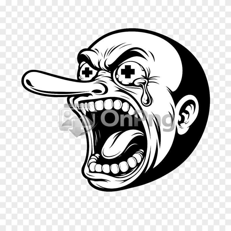 Angry Troll Face Png Screaming Crying Meme Style Vector Transparent Background