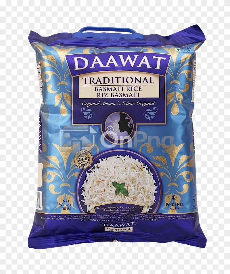 Daawat Traditional Basmati Rice 10LB Bag Transparent PNG
