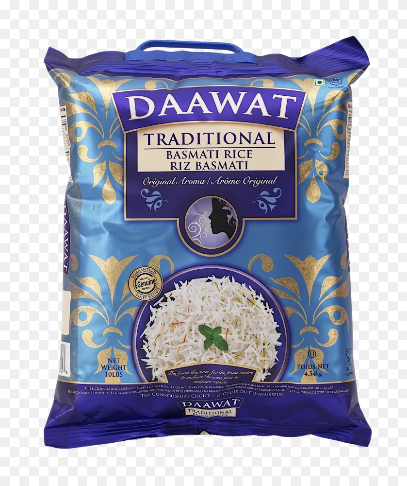 Daawat Traditional Basmati Rice 10LB Bag Transparent PNG  Transparent Background