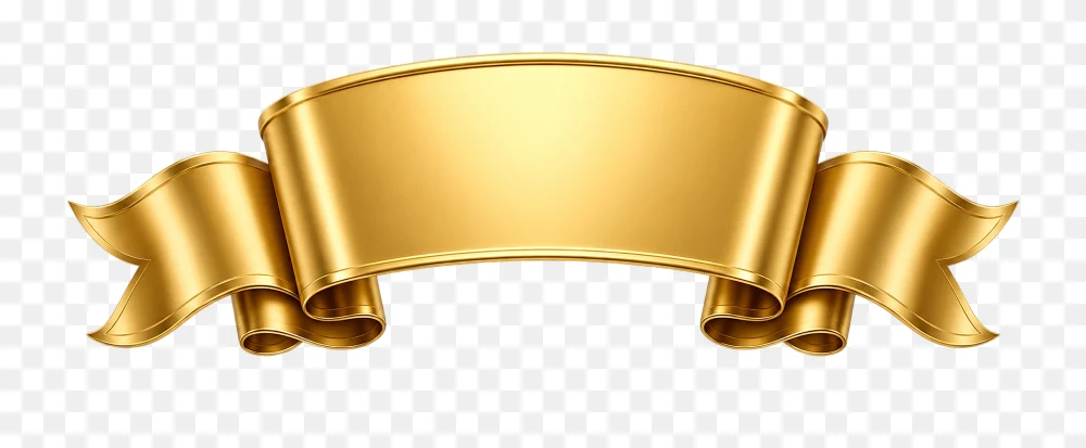 Golden Ribbon Banner PNG – Transparent Background  Transparent Background