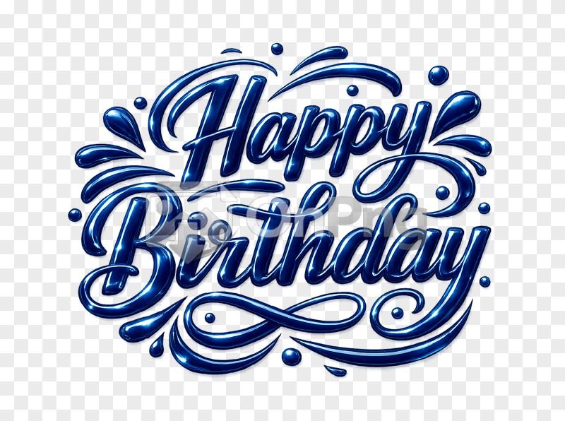 Happy Birthday 3D Glossy Text Png – Transparent Background