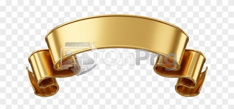 Premium 3D Metallic Gold Ribbon Banner PNG