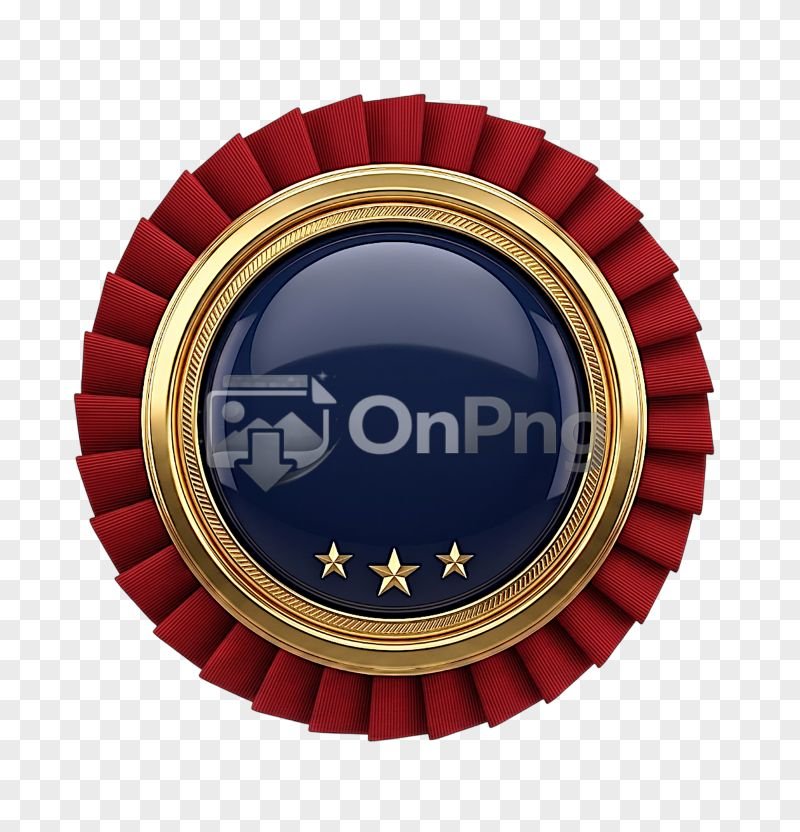 Premium Blank Glossy Round Badge Png with Red Ribbon