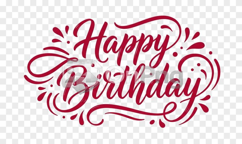 Red Happy Birthday Calligraphy PNG