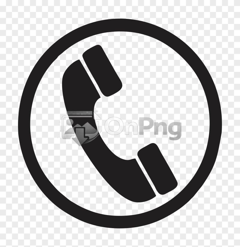 Round Black Telephone Icons PNG Transparent Background