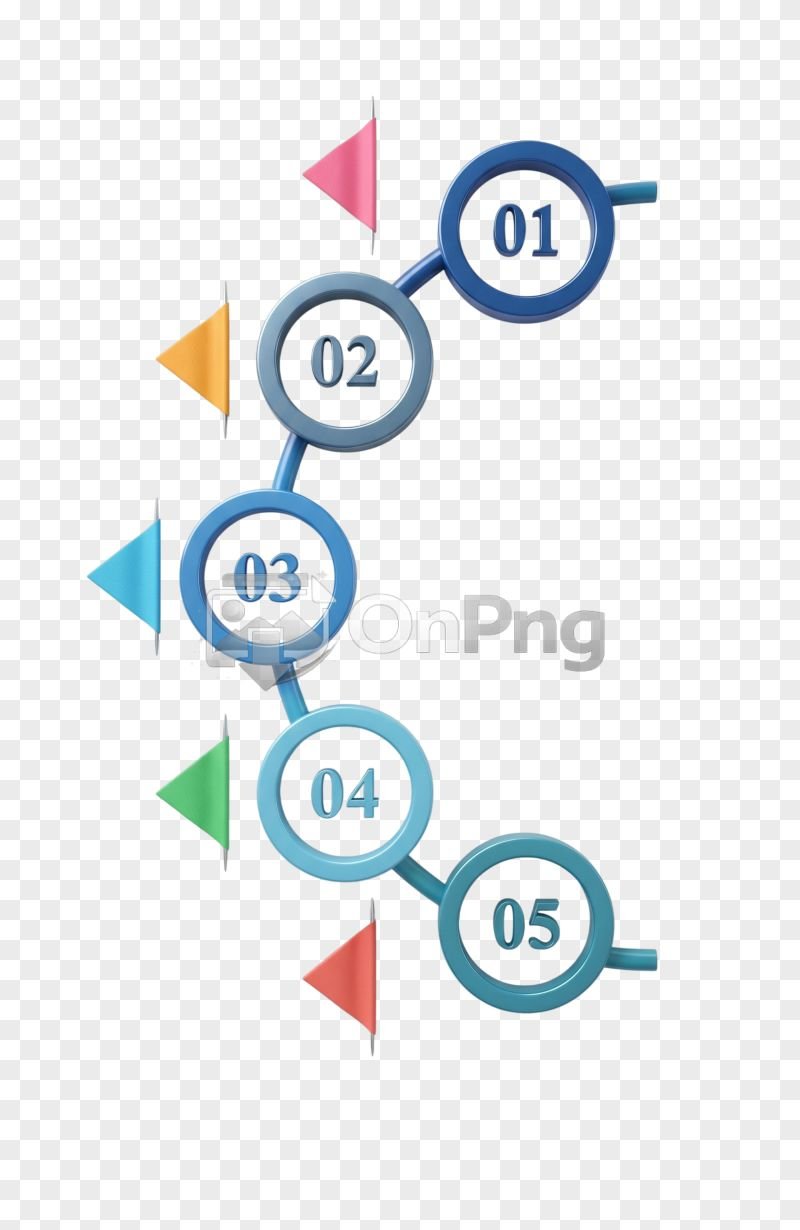 5 Step Curved Timeline Infographic Element PNG