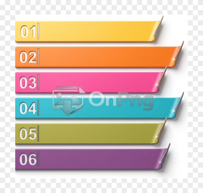 6 Step Colorful Ribbon Infographic Element PNG