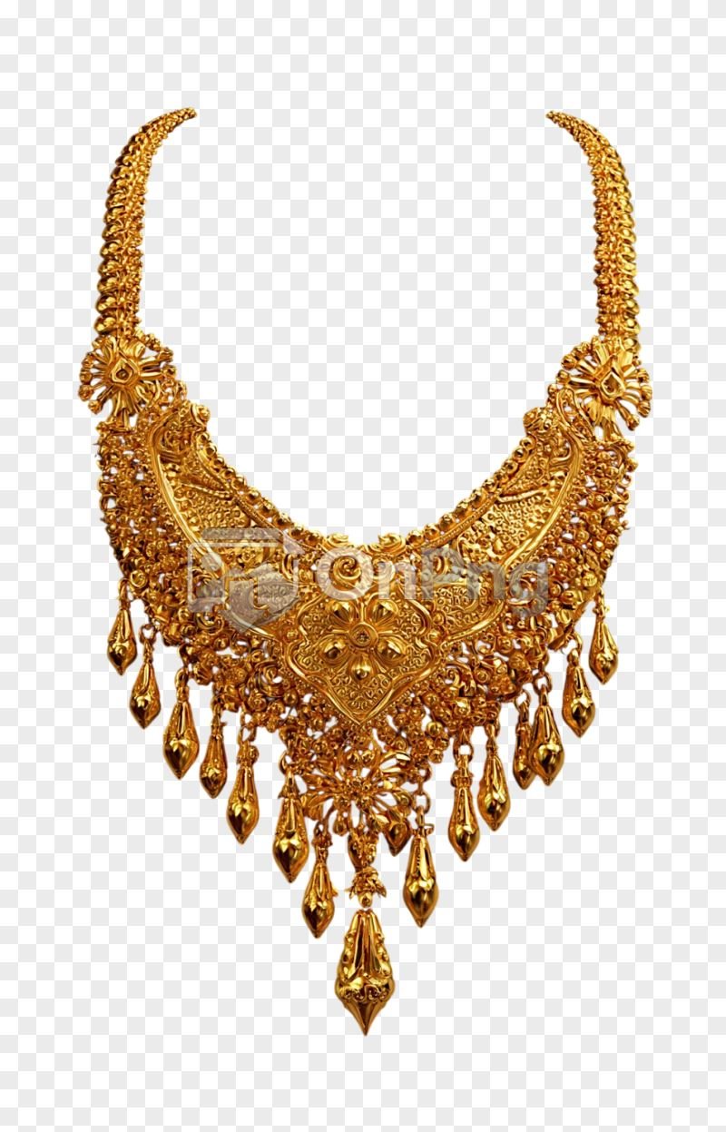 Beautiful Traditional Gold Bridal Necklace PNG