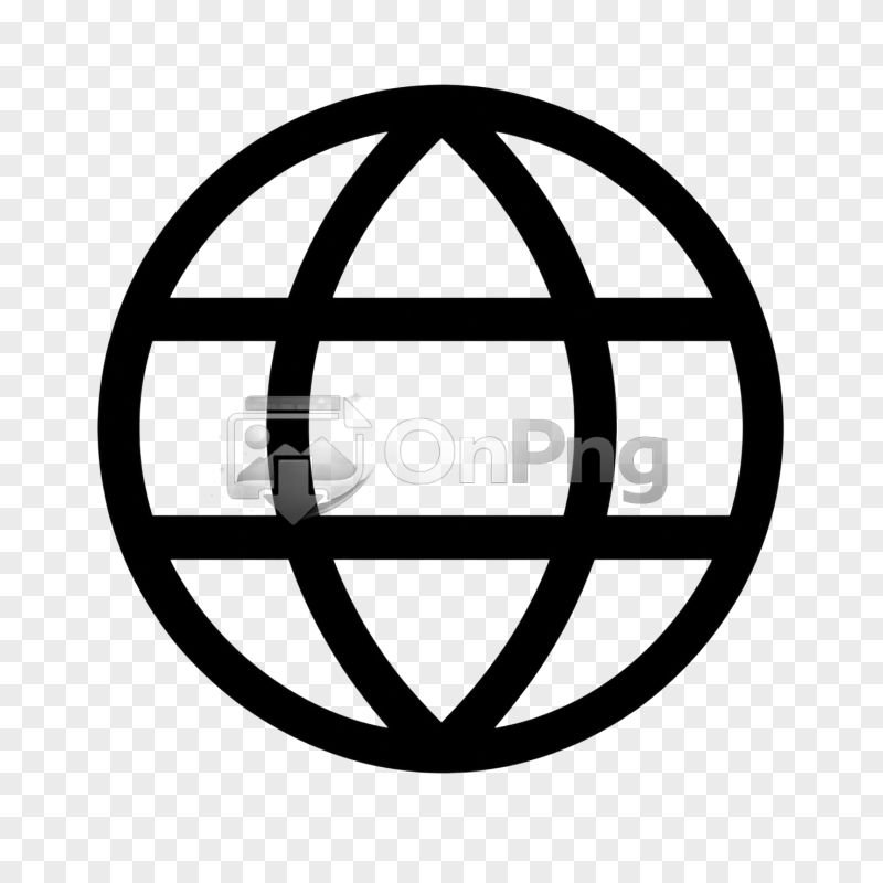 Black and White Globe Website Icon PNG