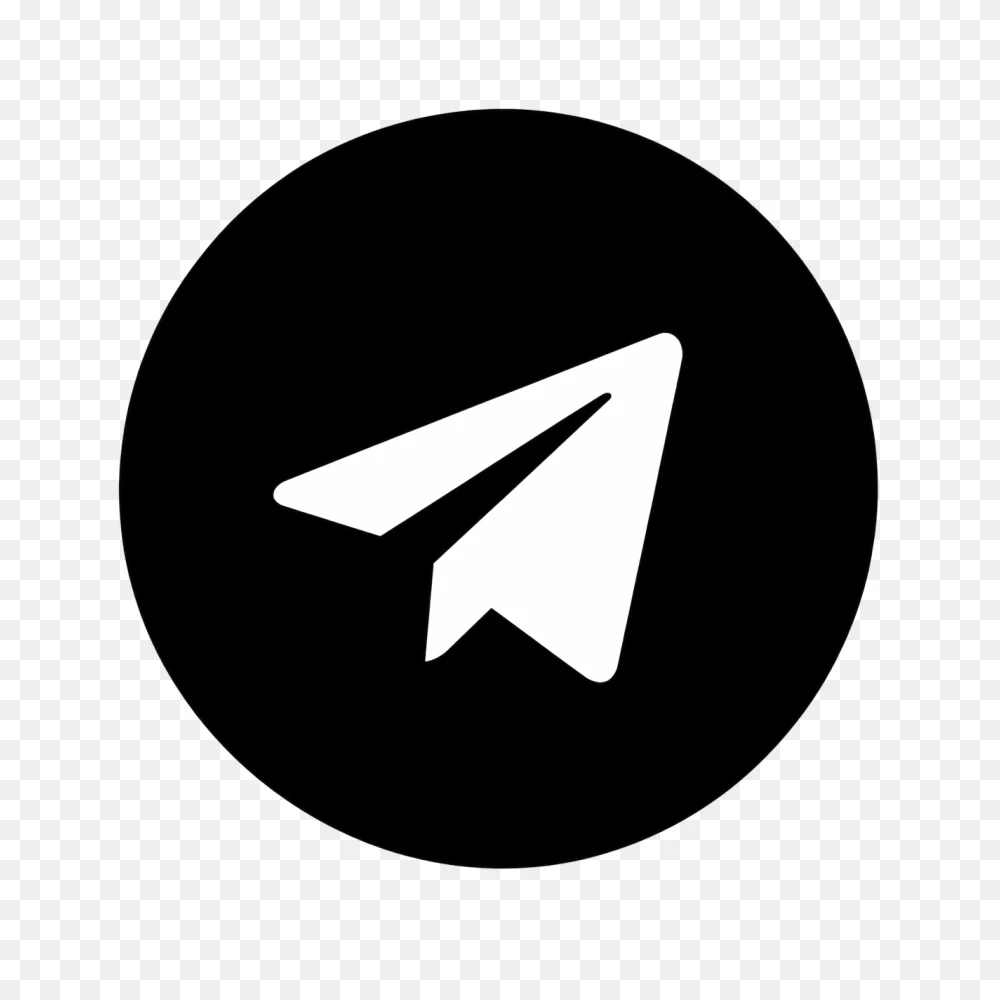 Black and White Telegram Icon Logo PNG  Transparent Background