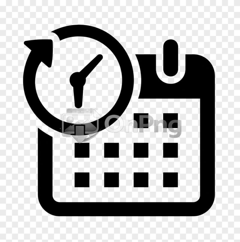 Calendar with Clock History Icon PNG