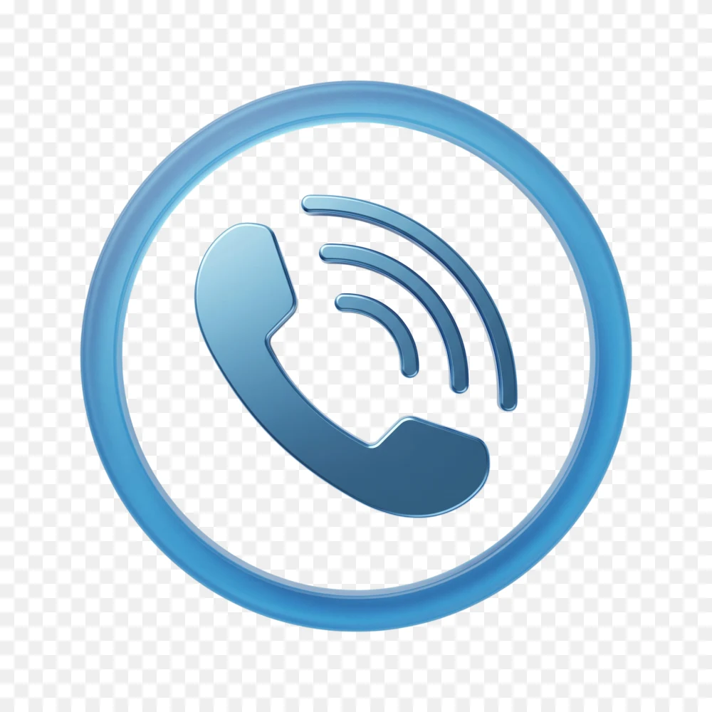 Glossy Blue Telephone Call Ringing Icon PNG  Transparent Background