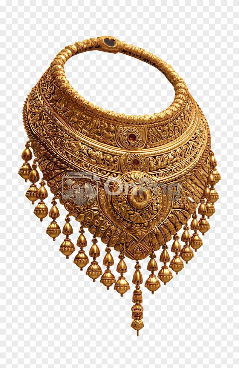 Heavy Gold Bridal Choker Necklace PNG