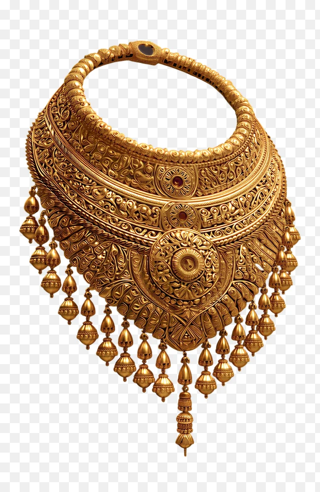Heavy Gold Bridal Choker Necklace PNG  Transparent Background
