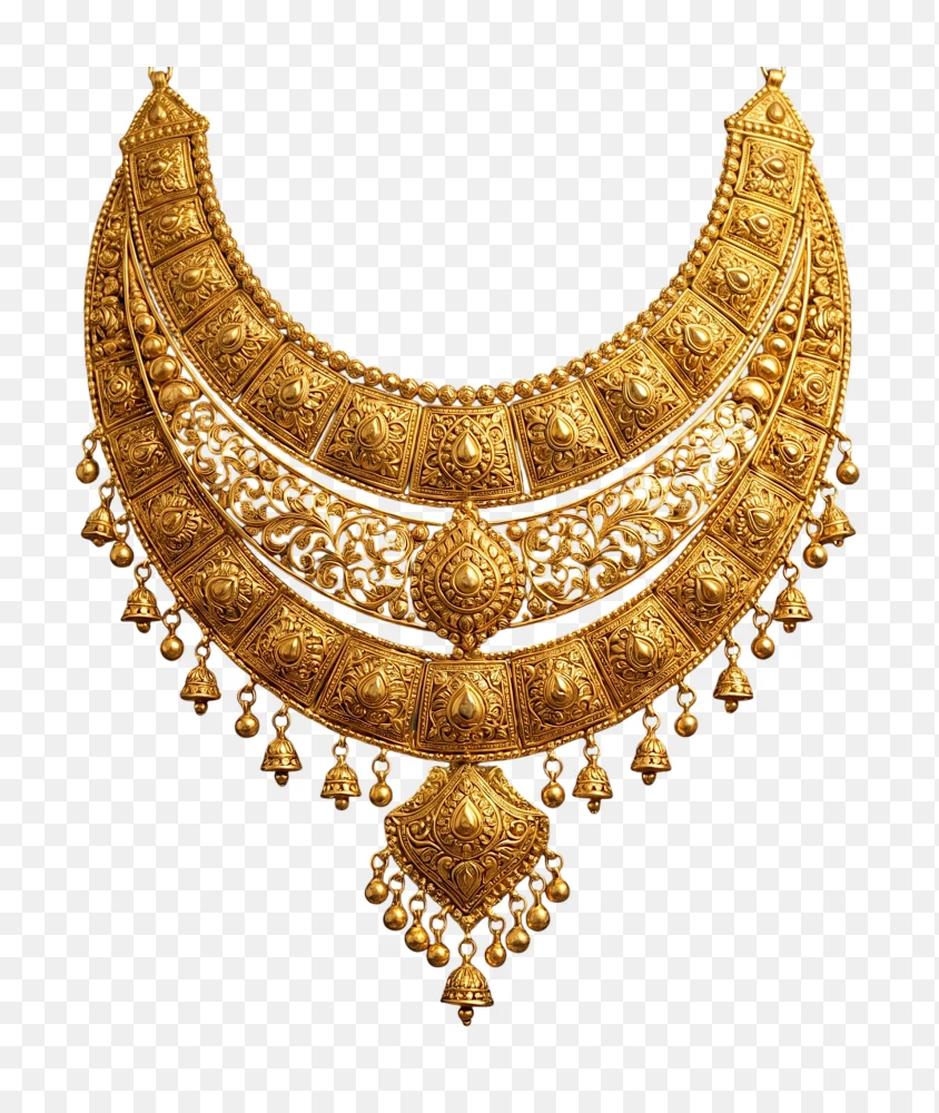 Heavy Traditional Gold Bridal Necklace PNG  Transparent Background