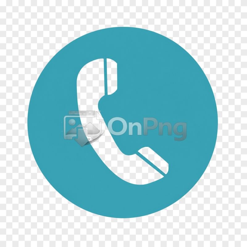 Teal Circular Telephone Call Icon PNG
