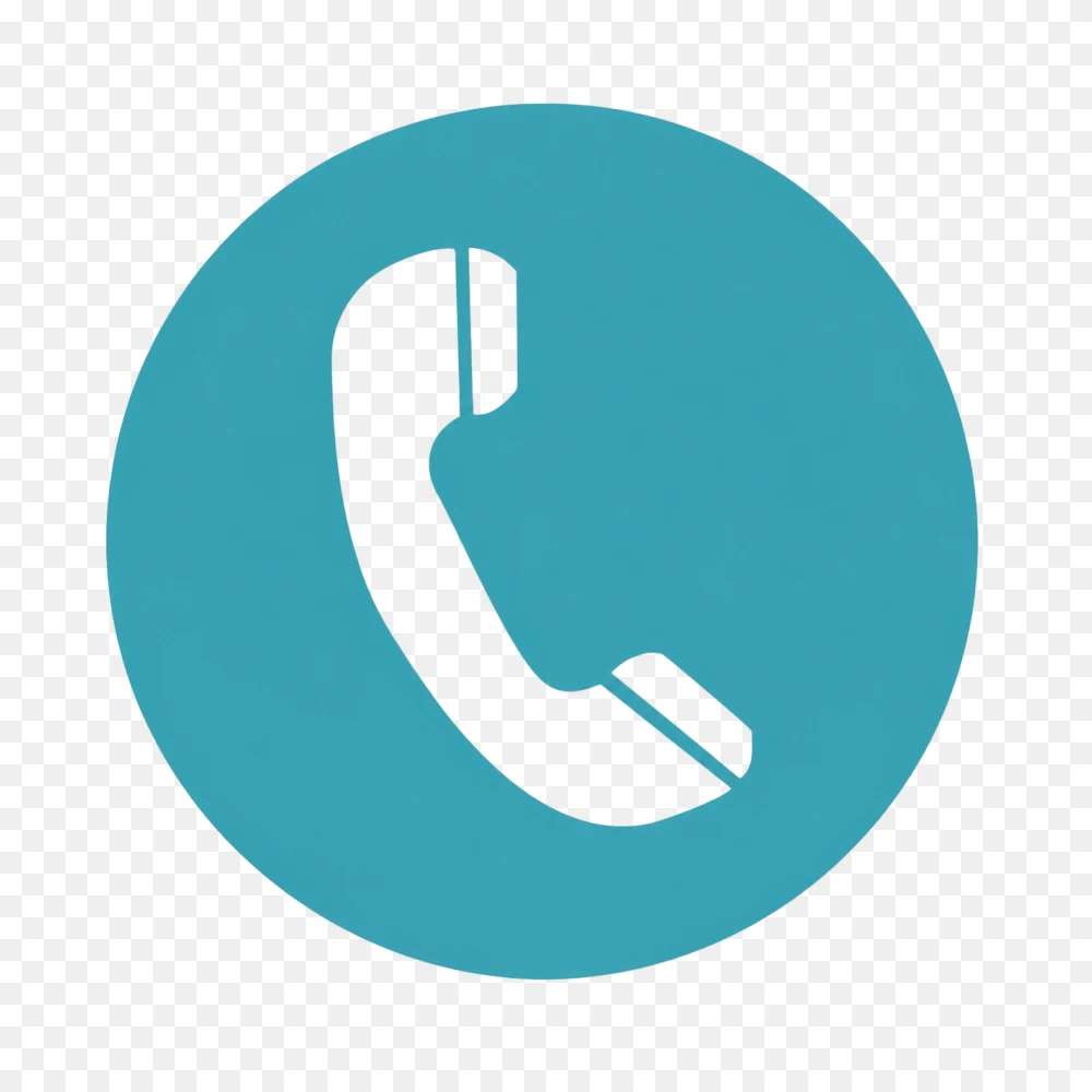 Teal Circular Telephone Call Icon PNG  Transparent Background