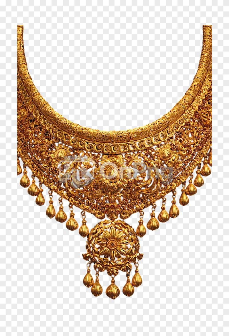 Traditional Gold Bridal Necklace PNG Transparent Background